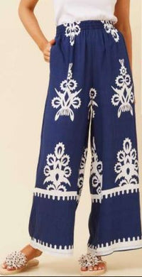 Thumbnail for Petal Pants - Navy Filigree