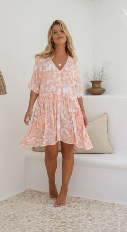 Jayme Mini Dress -Peach Paradise