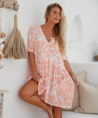 Thumbnail for Jayme Mini Dress -Peach Paradise