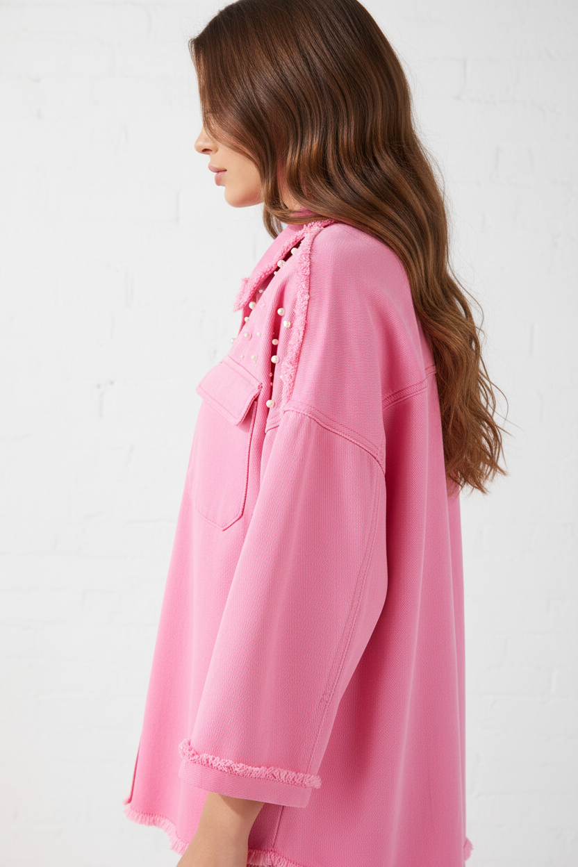Side detail - BonBon Pink Pearl Shacket