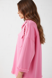 Thumbnail for Side detail - BonBon Pink Pearl Shacket