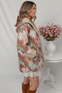 Thumbnail for Side view - Boho Patchwork Sherpa Jacket