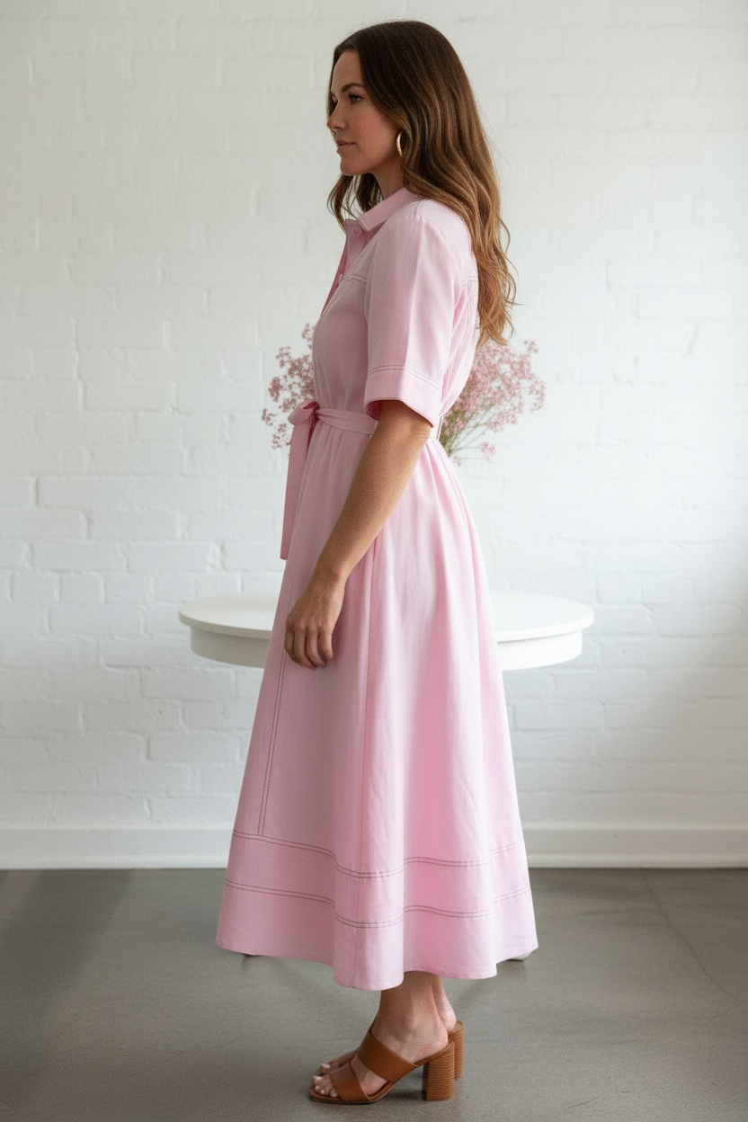 Side view - Colette Pink Midi consistent face