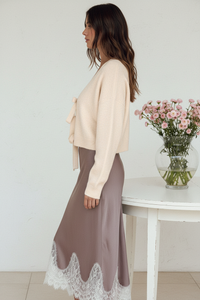 Thumbnail for Side view - Cream Cardigan & Lace Skirt