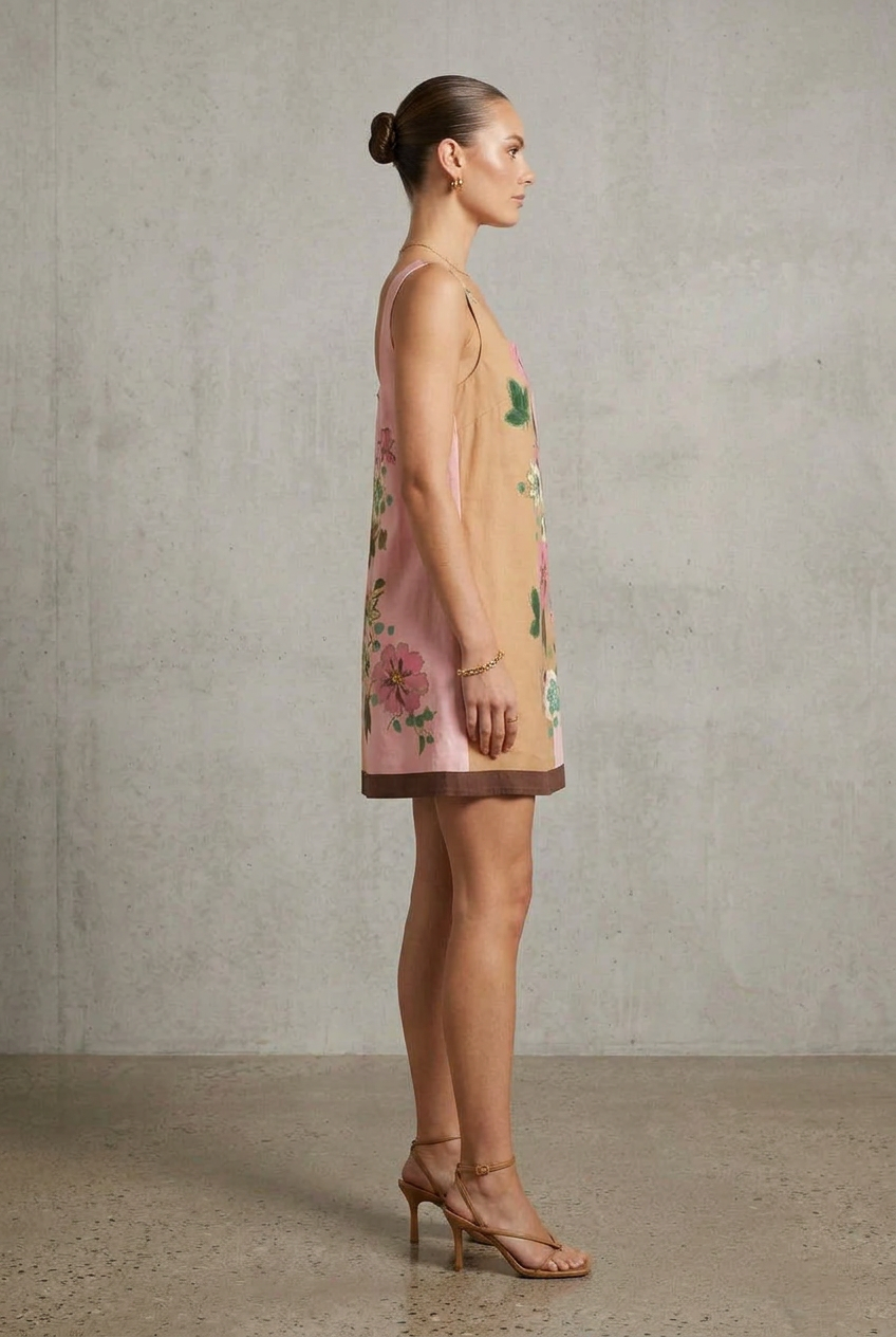 Side view of floral shift dress