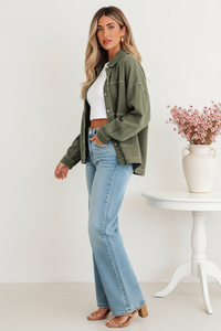 Thumbnail for Side view - Ranger Olive Denim Shacket