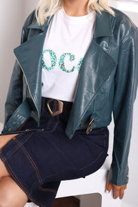 Thumbnail for Brandy Biker Jacket - Teal