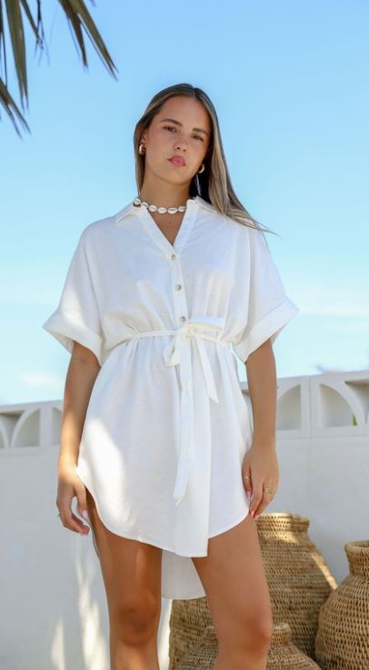 Cooper Shirt Dress -White