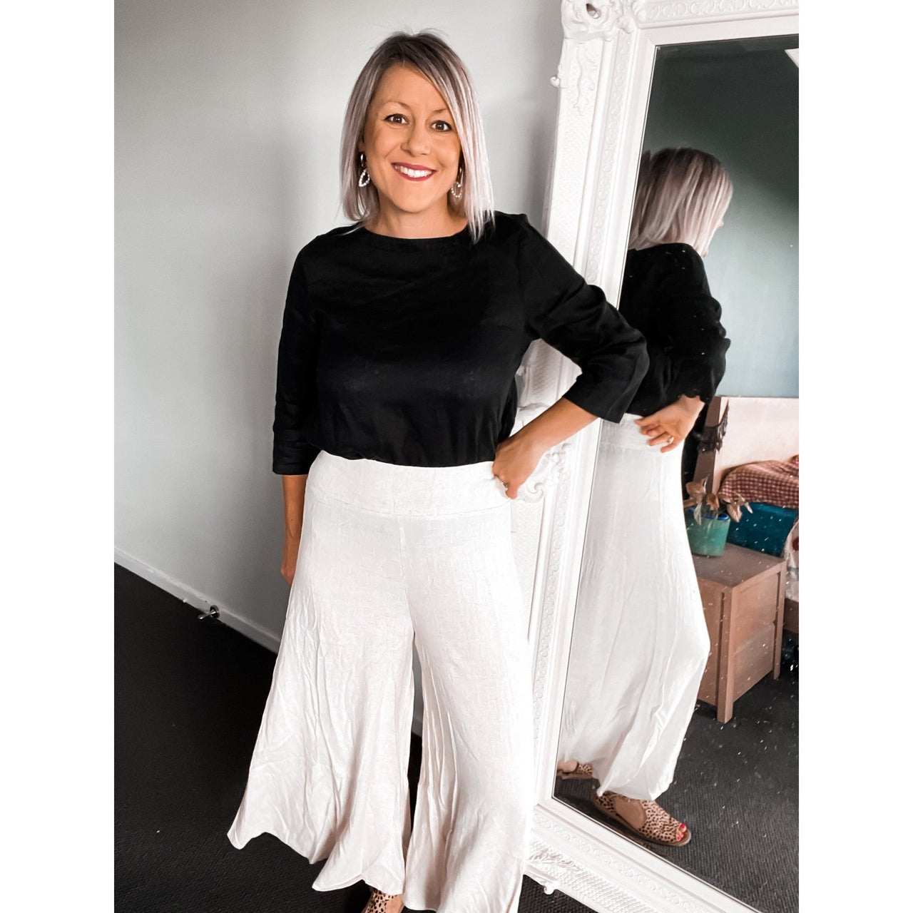 Etta Wide Leg Pants - Oatmeal