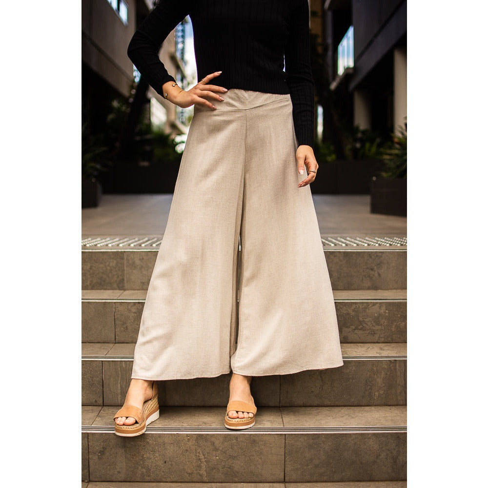 Etta Wide Leg Pants - Oatmeal